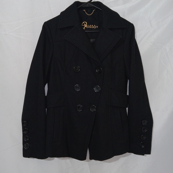 Guess Jackets & Blazers - GUESS Jacket Womens Medium Double Breasted Wool Blend Pea Coat Preppy Vintage